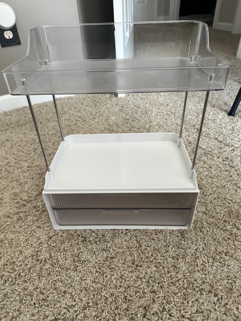 Delamu Bathroom Organizer Storage, 2-Tier 2-Drawer Makeup Organizer Countertop